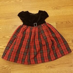 Charming Red and Black Plaid Kids Holiday Dress